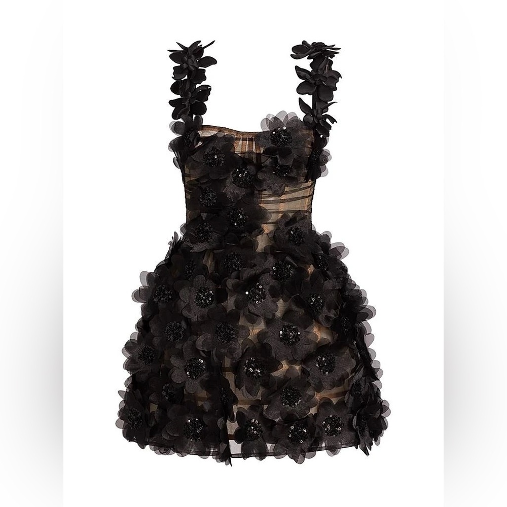 NWOT BRONX AND BANCO ROSALIE SHORT BLACK FLORAL DRESS, formal mini dress - Picture 5 of 16